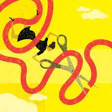 woman and red tape